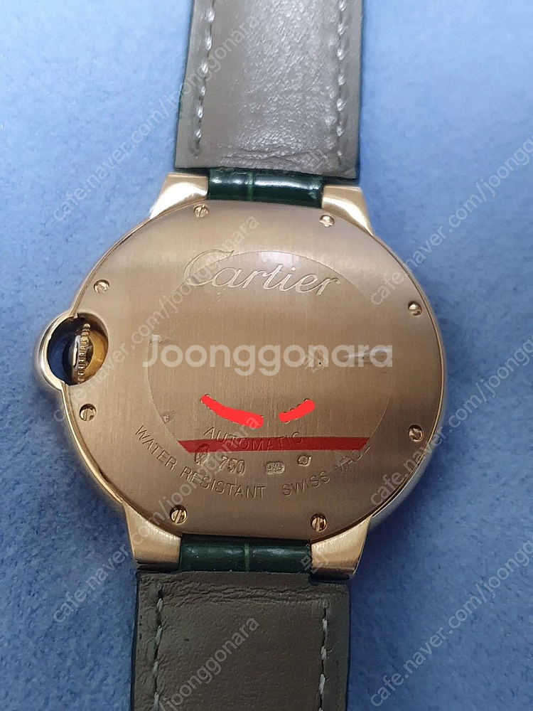 까르띠에 발롱블루 18k 로즈골드 금통 오토 36mm--4