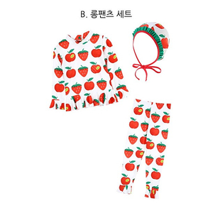 리미떼두두 딸기 사과 래쉬가드 + 비치햇 L