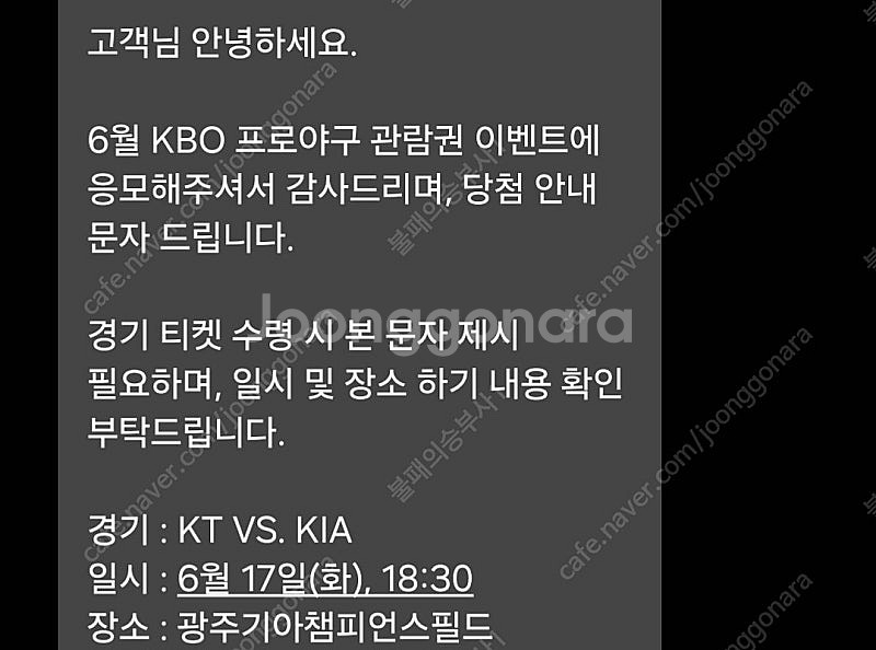 광주 챔필 기아 VS KT 6월 17 화 동반2인 티켓--0