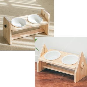 멍해묘해 강아지밥그릇 고양이물그릇 애견 식기 높이조절 식탁 2구 / 그릇 2개