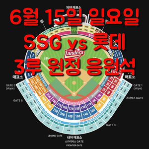 정가 일요일 6월 15일 롯데 자이언츠 SSG 랜더스 야구 티켓 쓱 SSG 롯데 3루 3루 원정 응원석 응원 지정석 2연석 4연석 6연석 통로 가까운 통로석 문학 랜더스 필드 양도
