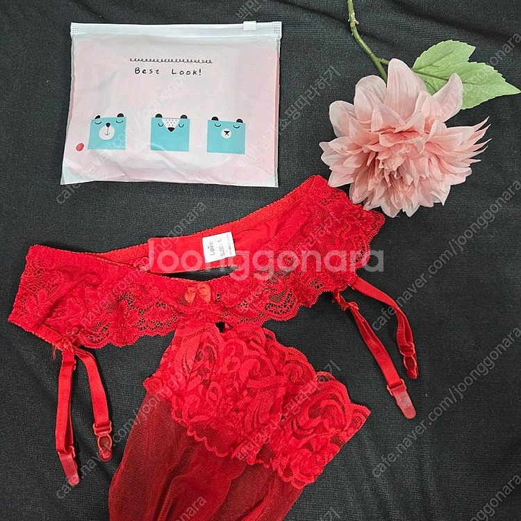 레이스 가터벨트4세트 <밴드스타킹>롤리 가터벨트 블랙,...--2
