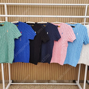 (새상품) 폴로 여성 케이블 반팔 니트