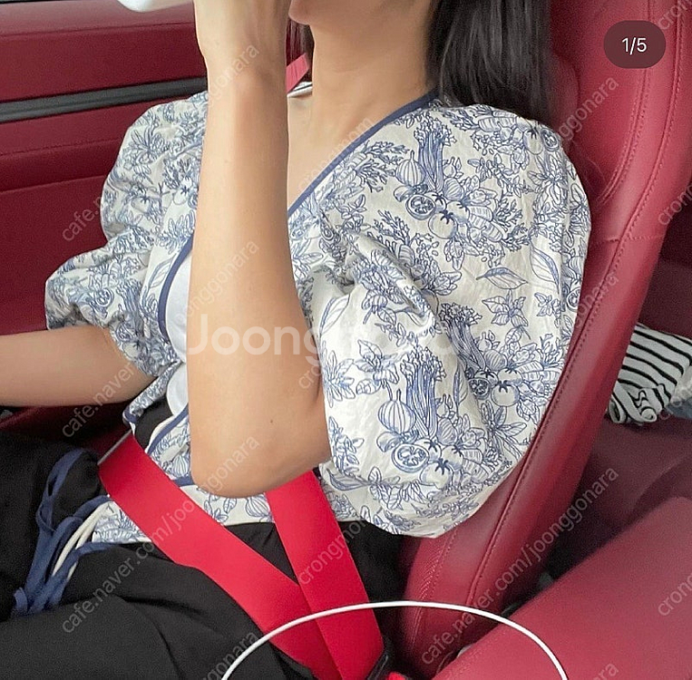 프루 플라워 반팔 블라우스--1