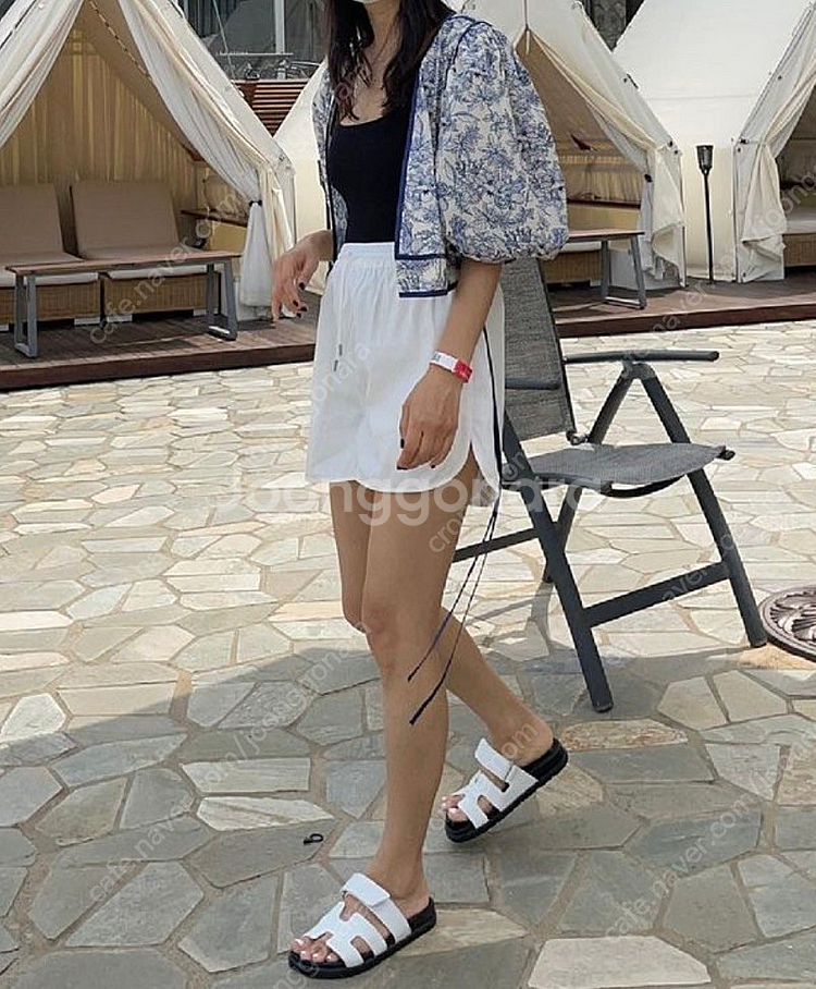 프루 플라워 반팔 블라우스--4