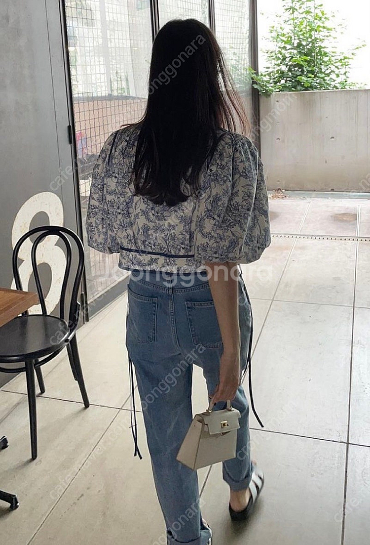 프루 플라워 반팔 블라우스--5