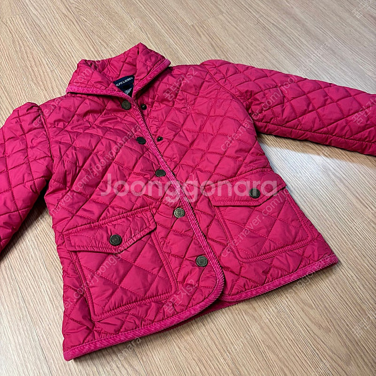 폴로 여아 핑크 퀼팅 둥근카라 패딩 자켓 4T 올드머니...--1