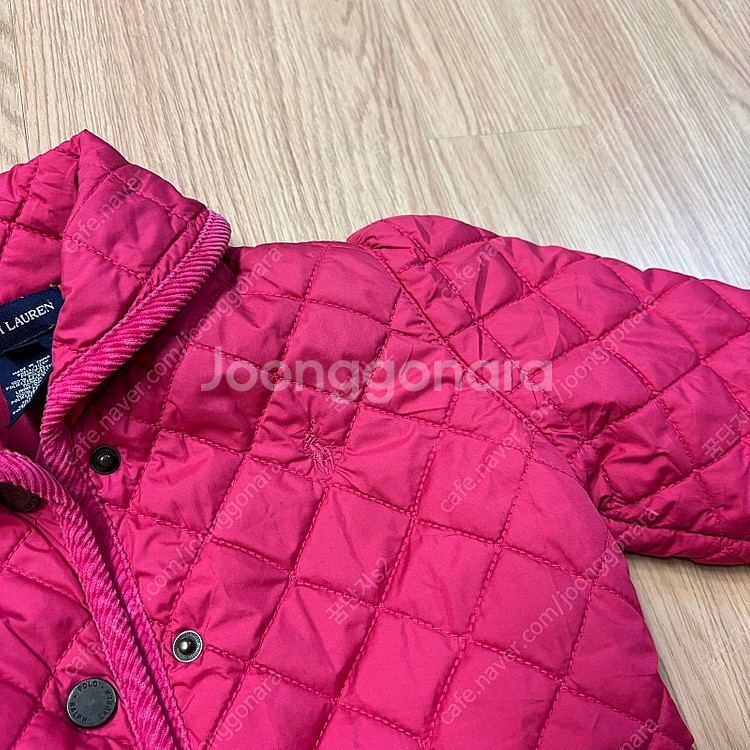 폴로 여아 핑크 퀼팅 둥근카라 패딩 자켓 4T 올드머니...--2
