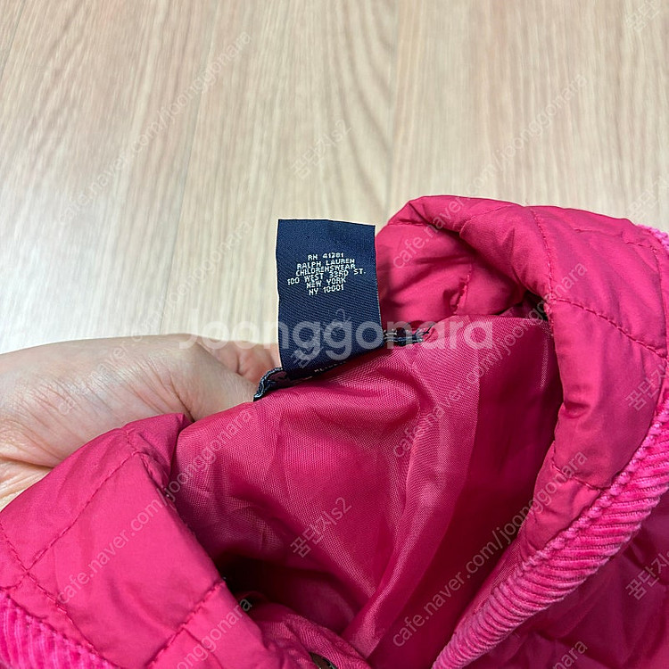 폴로 여아 핑크 퀼팅 둥근카라 패딩 자켓 4T 올드머니...--4