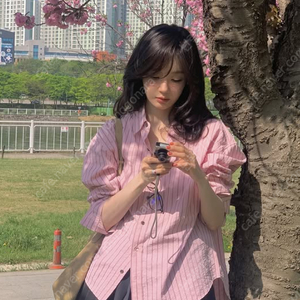 아비에무아 스트라이프 셔츠 핑크 새상품 강민경 셔츠