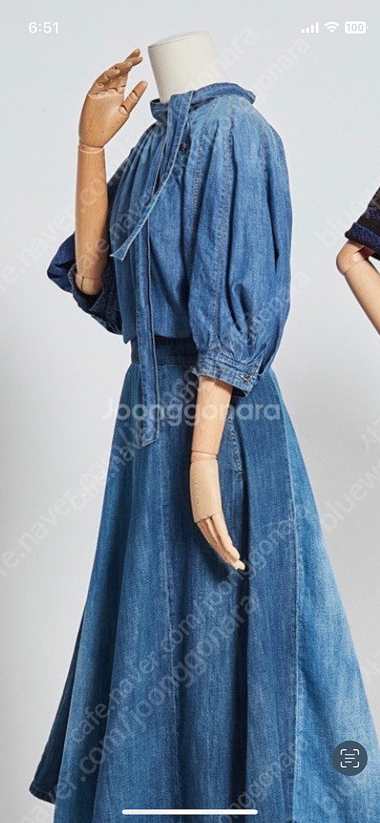 마인 워시드데님 타이 블라우스--0