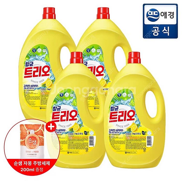 특가)트리오 항균 주방세제 퐁퐁 대용량 용기3Lx4통+...--0