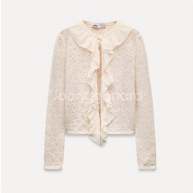 [새상품]ZARA 자라 가디건 프릴 포인텔 니트 재킷 ...--0