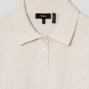 Women Wave Boucle Cap Sleeve Polo - Off White 띠어리 니트