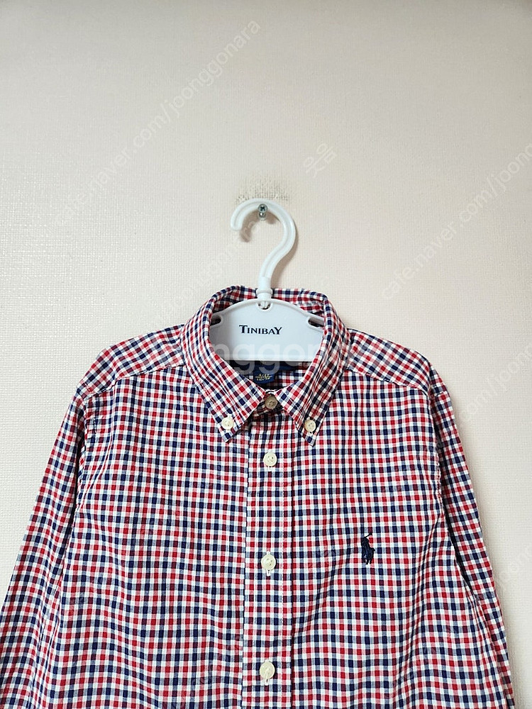 4T 폴로랄프로렌 빨강빨강하양 잔체크무늬 카라넥 남방셔...--2