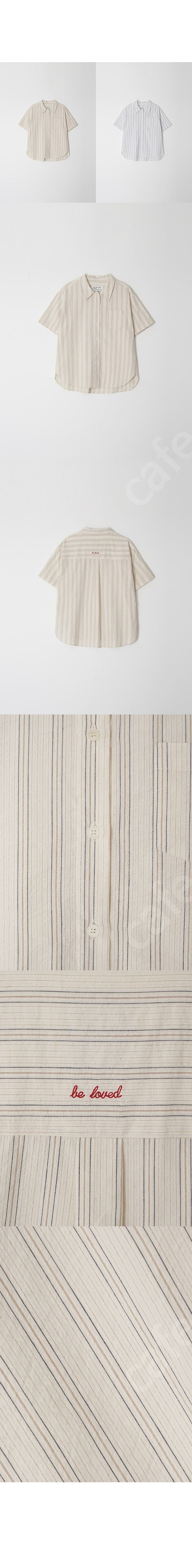 브렌다브렌든 flat striped shirts - beige--5