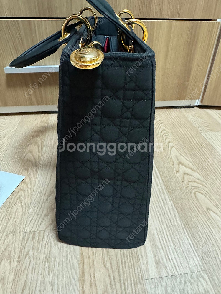 디올 레이디백 패브릭 까마쥬 라지 블랙 토트백--6