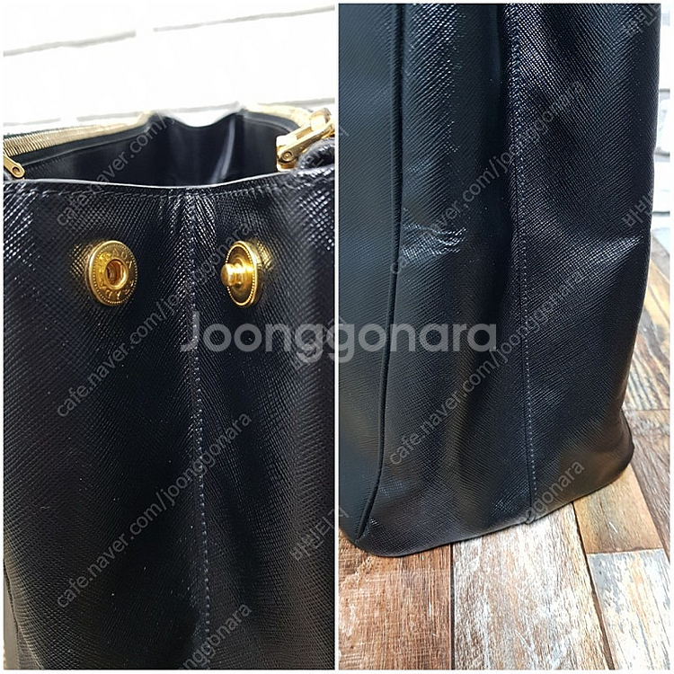 [정품] 프라다 금장 사피아노 토트백--7