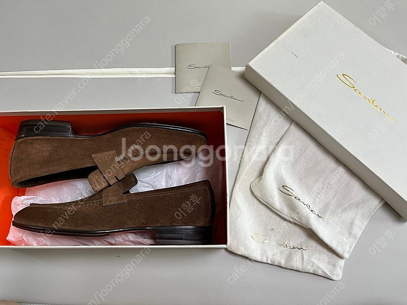 산토니 SANTONI 브라운 스웨이드 로퍼 265사이즈...--1