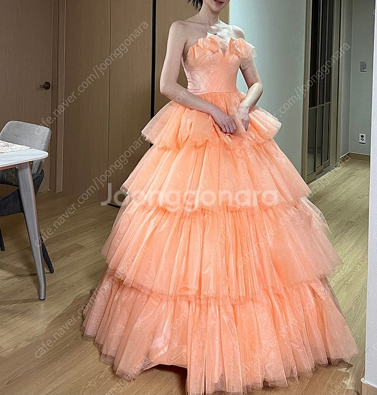 자몽색 유색 드레스--0