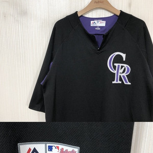MLB 마제스틱 콜로라도로키스 어센틱 하프집업 칠부 배팅프랙티스져지 L