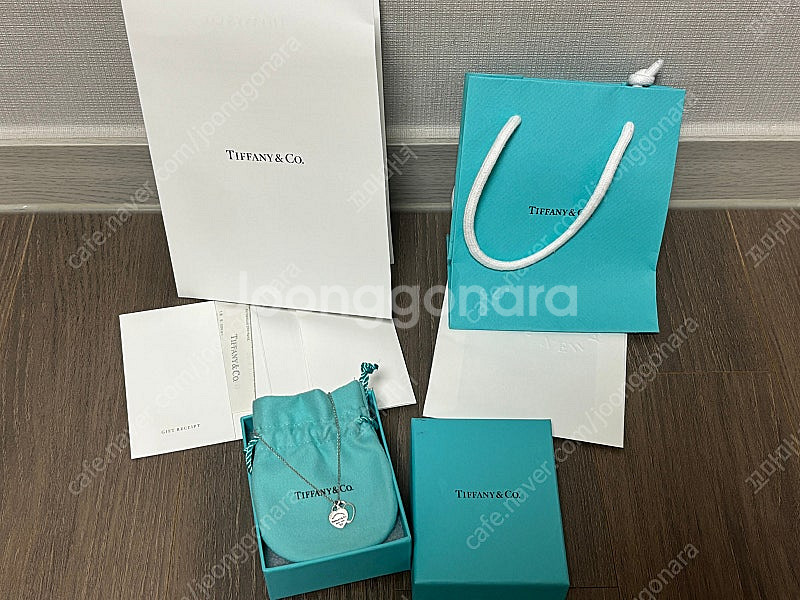 티파니앤코 리턴투 미니 더블하트 블루 목걸이 16인치--1