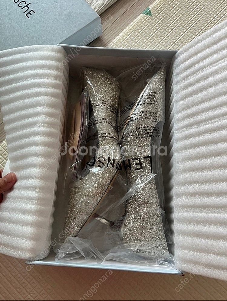 르몽쉐 웨딩슈즈 바닐라 글리터 37 (5cm)--4