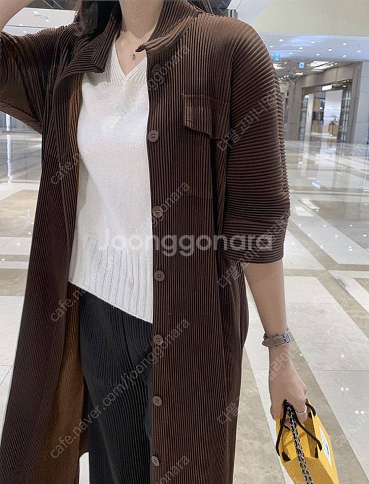 [제이드몽플리츠]쉐이드 카라 롱가디건 (딥브라운)--0