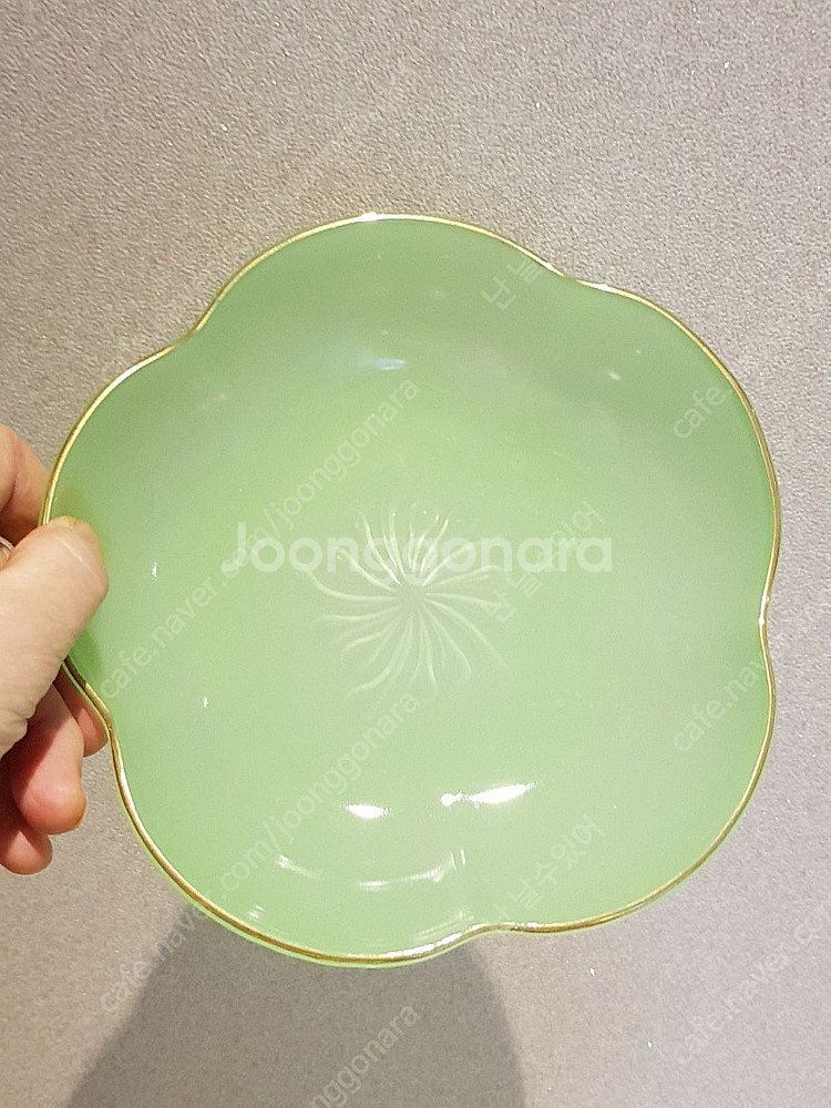빈티지/ 비취색 벚꽃밀크글라스 4p세트--4