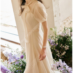 비에이유 바이 브라이드앤유 LILLE See-through Puff shoulder ribbon tie dress (결혼식, 피로연 원피스)