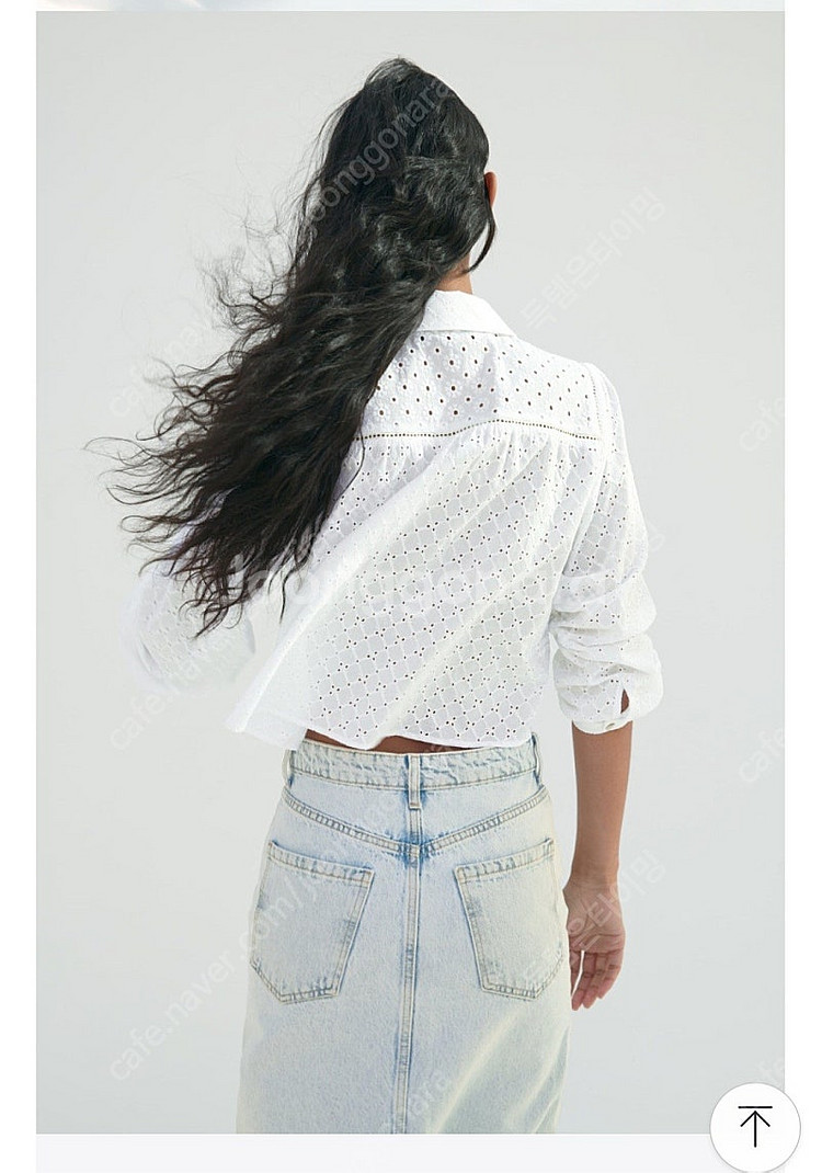 [새상품] ZARA 자라 펀칭자수 크롭셔츠 XS 화이트...--1