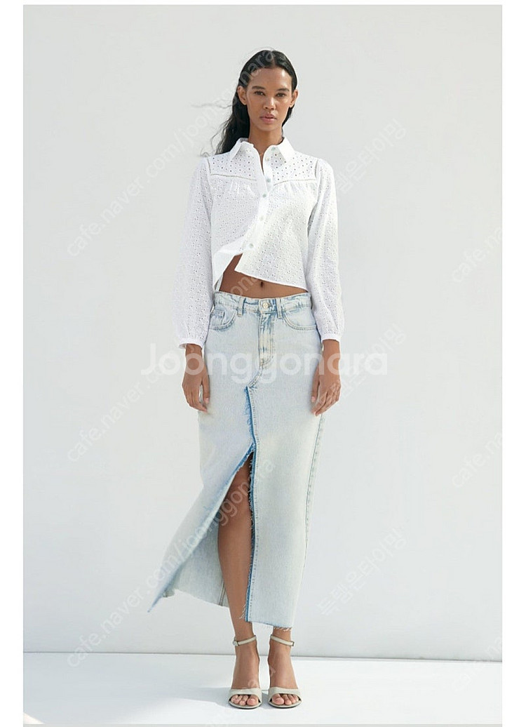 [새상품] ZARA 자라 펀칭자수 크롭셔츠 XS 화이트...--2