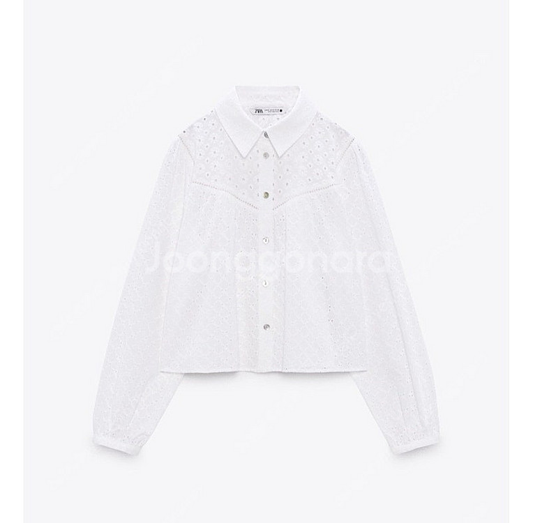 [새상품] ZARA 자라 펀칭자수 크롭셔츠 XS 화이트...--4