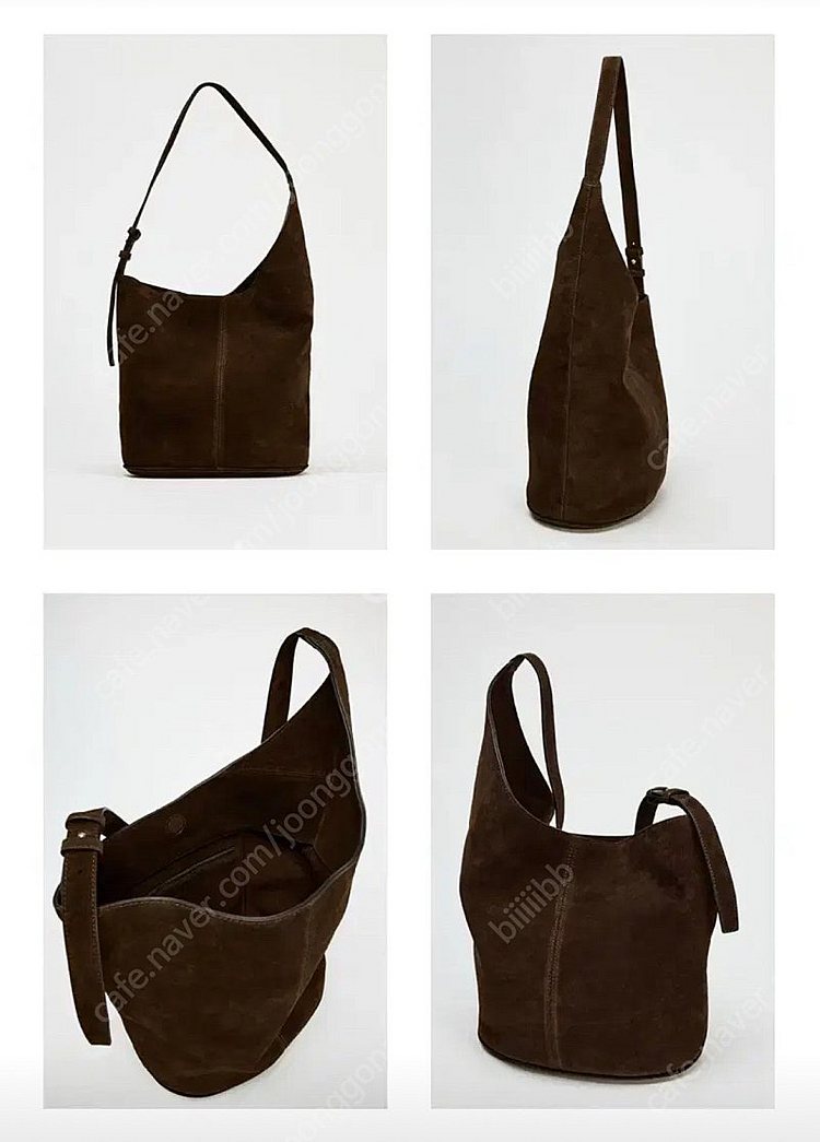 zara 자라 비대칭 소프트 스웨이드 버킷백--0