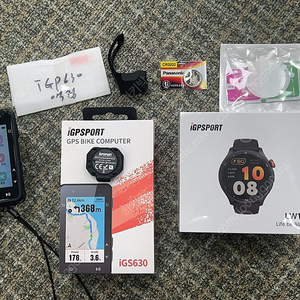 갓성비 iGP iGS630 gps 속도계와 스피드 센서 SPD70와 iGP스포츠 시계 LW10 핑크 일괄 판매해요.