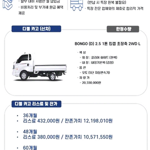 [소형화물][카고]더뉴봉고3 1.0톤/킹캡/초장축 (3인승 /1톤) 2023 년 경유 중고 중고차 전액할부☆중고차리스☆중고차수출