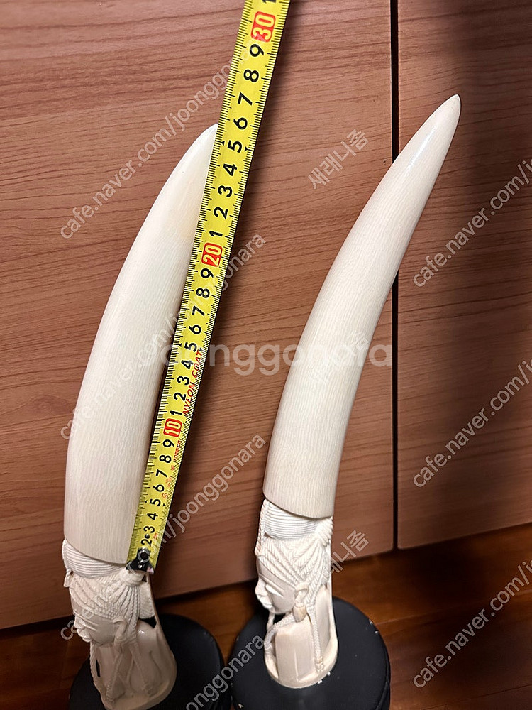 리얼 천연 통 상아 여인 조각상 1쌍 소장품(상아도장)--4