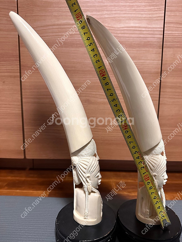 리얼 천연 통 상아 여인 조각상 1쌍 소장품(상아도장)--5