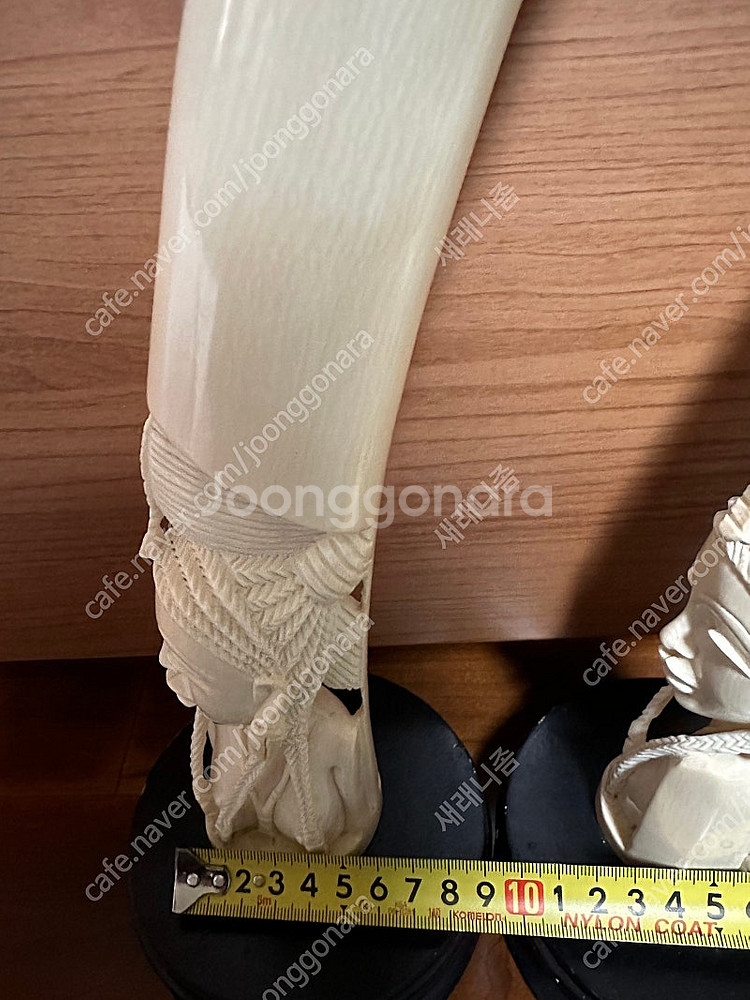 리얼 천연 통 상아 여인 조각상 1쌍 소장품(상아도장)--6