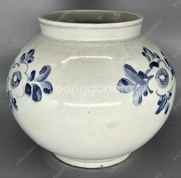 조선시대 분원 백자청화목단문호--2