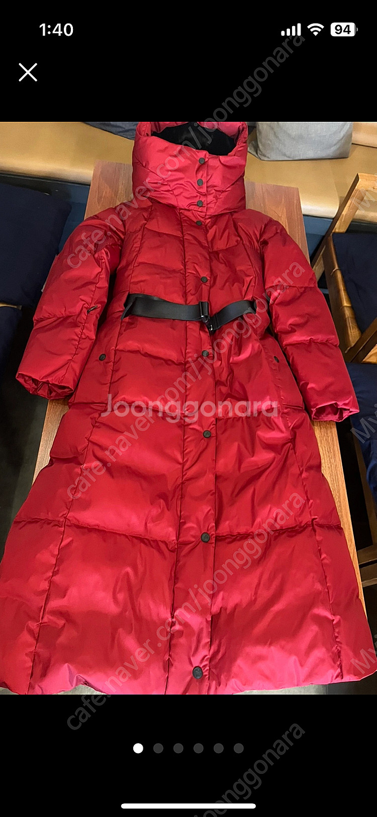 퓨잡 롱패딩 버건디 여성36사이즈--0