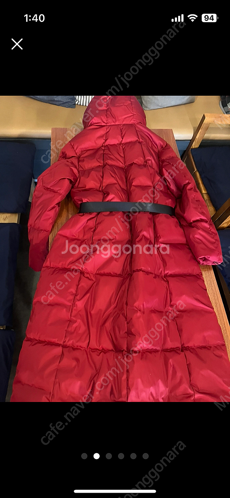 퓨잡 롱패딩 버건디 여성36사이즈--1