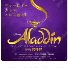 뮤지컬 알라딘 7월부산공연 김준수,이성경회차 중앙블럭 VIP석 양도해드립니다.