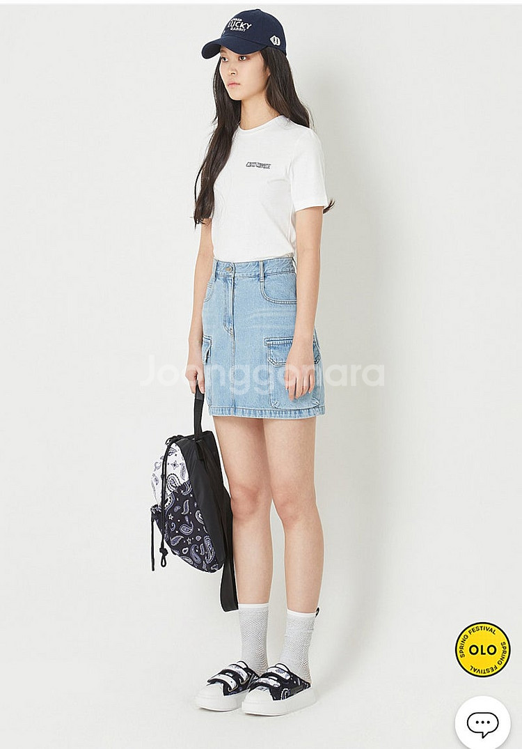 (최종 인하) 럭키슈에뜨 2023 카고 데님 미니 스커...--7