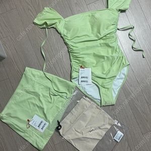 써피 로나 라임 원피스 수영복 M & 스커트 S 라임