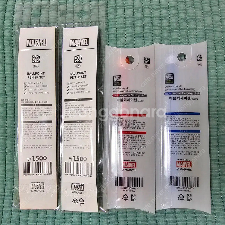 다이소 마블 볼펜 2종 & 퀵 제이펜 2종--1