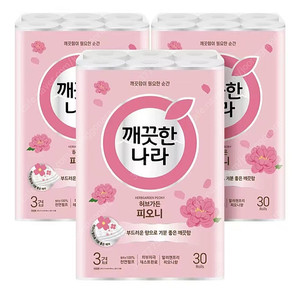 특가)깨끗한나라 피오니 프리미엄 화장지 휴지 30롤×3팩(총90롤)무료배송29900원