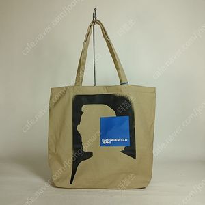 칼라거펠트 연브라운 캔바스천 칼 박스로고 에코백