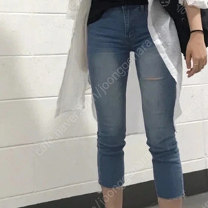 연청 데미지 크롭진 8부 스키니진 27