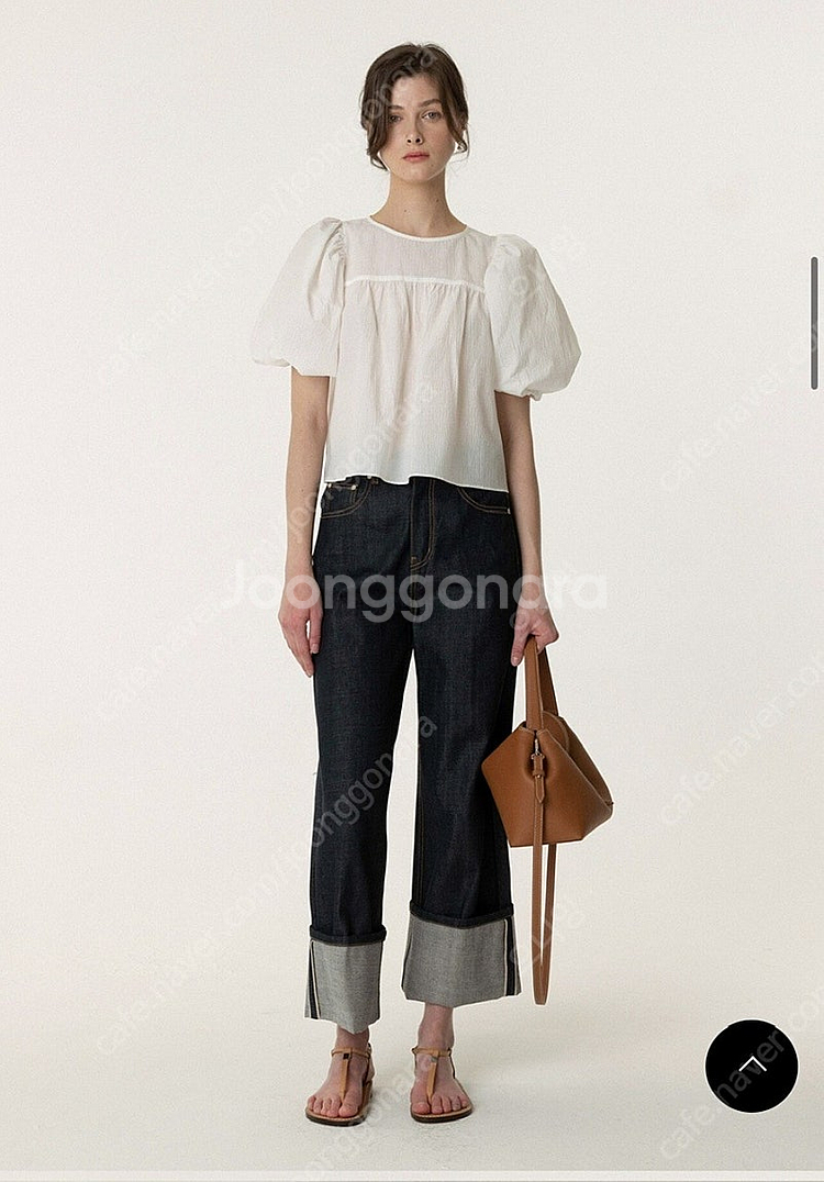 킨더살몬 퍼프 블라우스--1